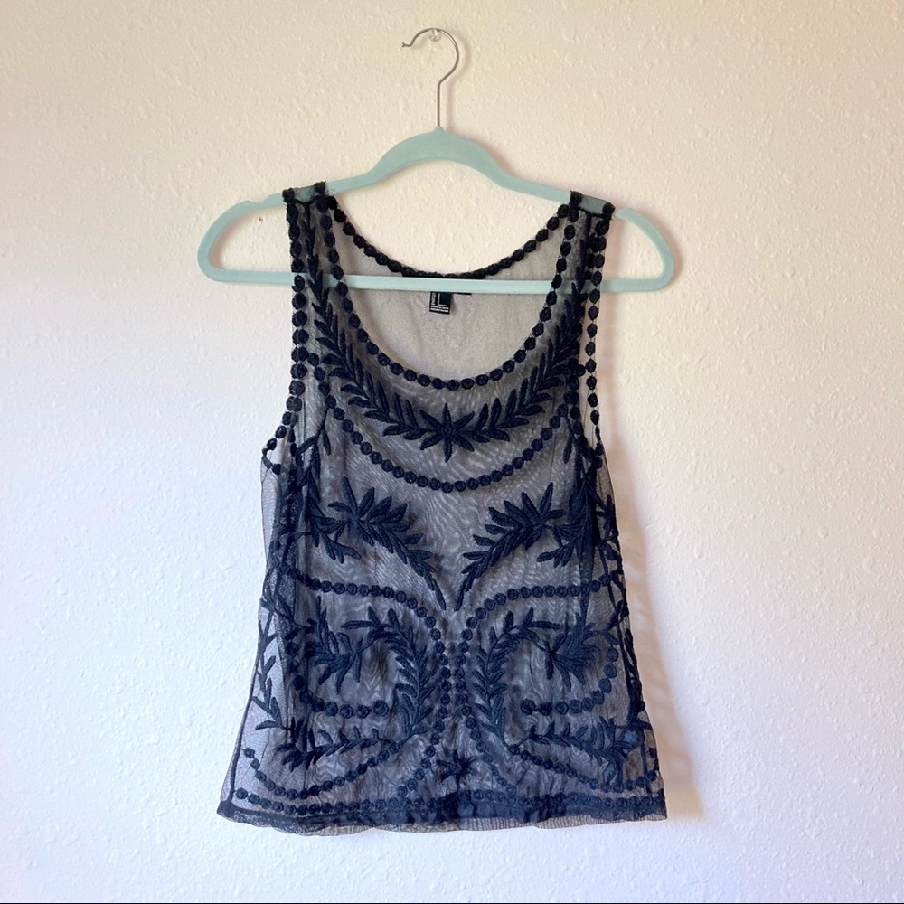 Forever 21 Embroidered Mesh Tank